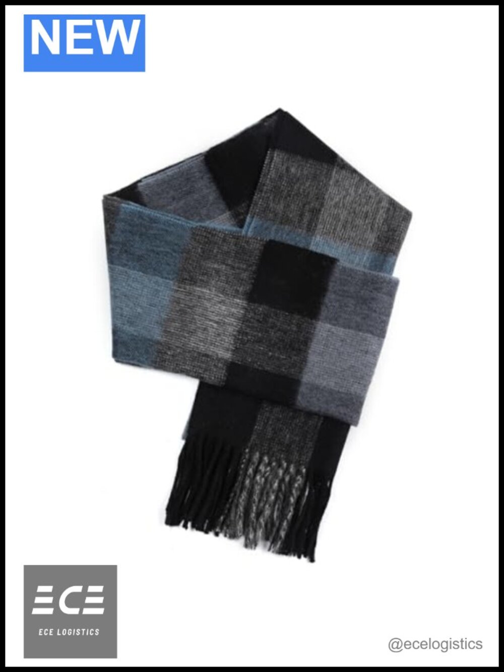 100% Wool Plaid Scarf Tartan Wrap Tassel Fringe Winter Unisex
